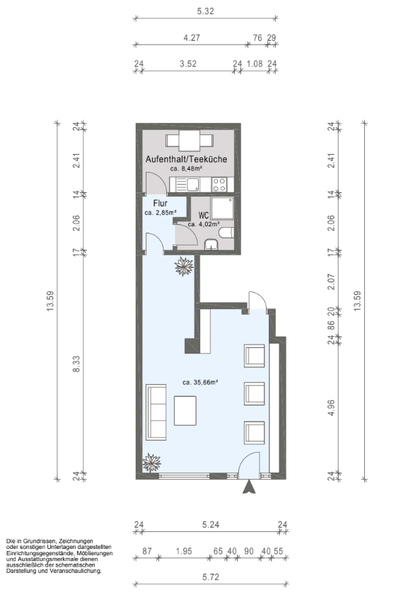 Grundriss Ladenlokal M�nchen Ladenlokal Flexible Gewerbefl�che mit Nebenraum, WC und Tiefgaragenstellplatz
